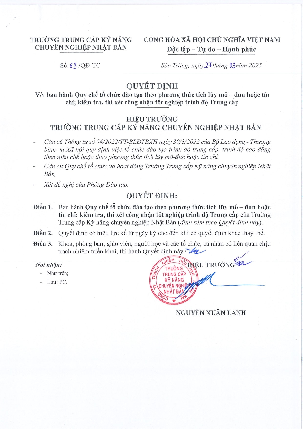 Trường Trung cấp Kỹ năng Chuyên nghiệp Nhật Bản